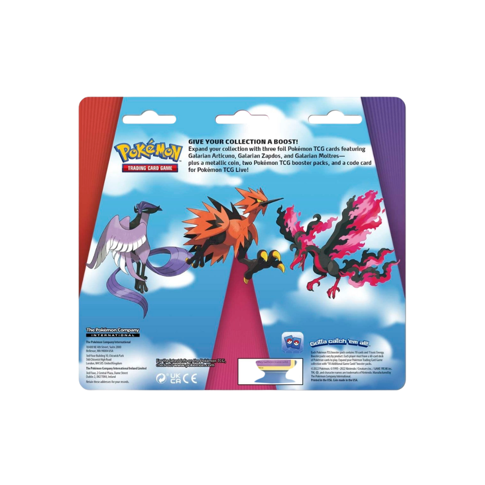 Sword & Shield — Galarian Articuno, Zapdos & Moltres — Promo Cards with 2 Booster Packs & Coin